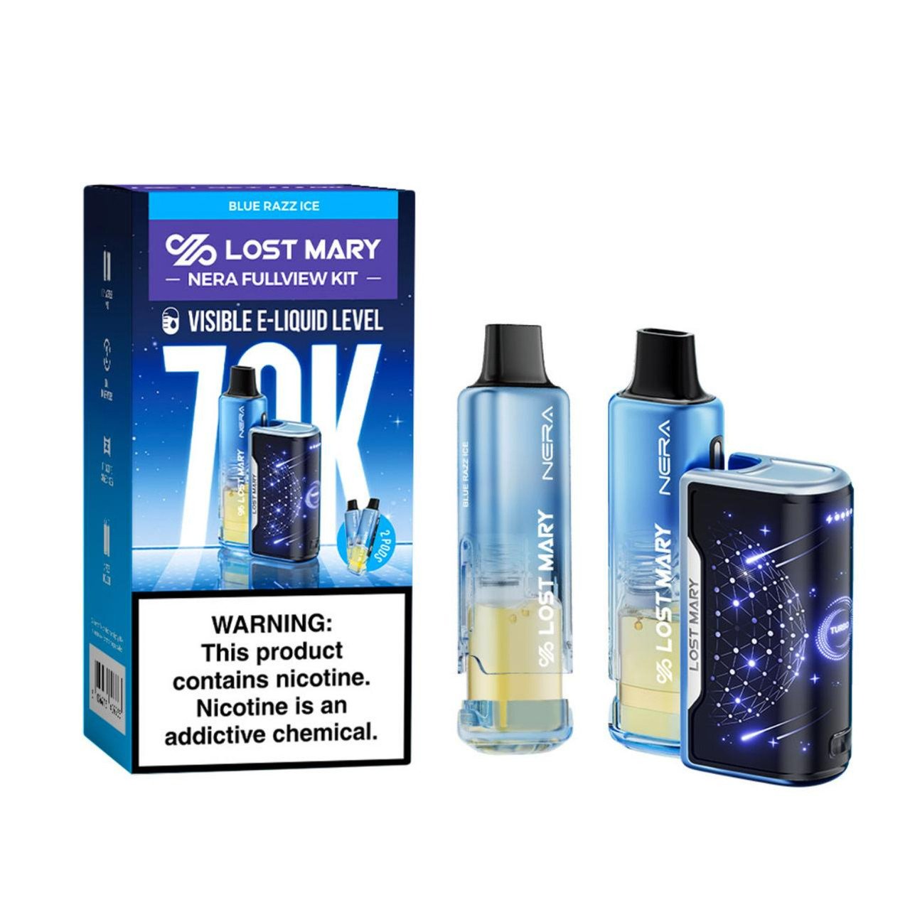 Blue Razz Ice - Lost Mary NERA 70000 Puffs Disposable Vape Kit 1 Blue Razz Ice - Lost Mary NERA 70000 Puffs Disposable Vape Kit
