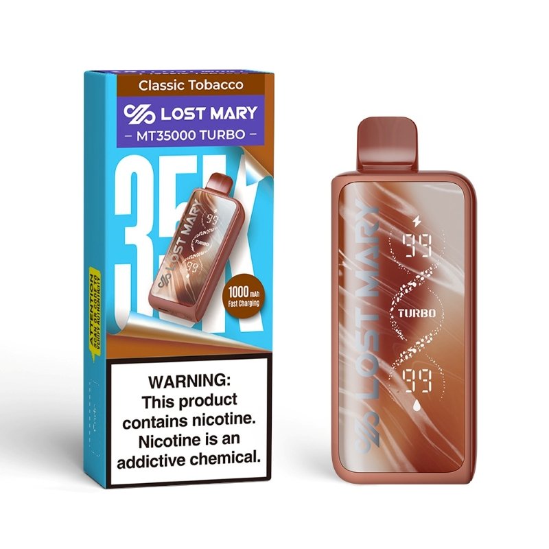 Classic Tobacco Lost Mary MT35000 Turbo Disposable Vape 1 Classic Tobacco Lost Mary MT35000 Turbo Disposable Vape