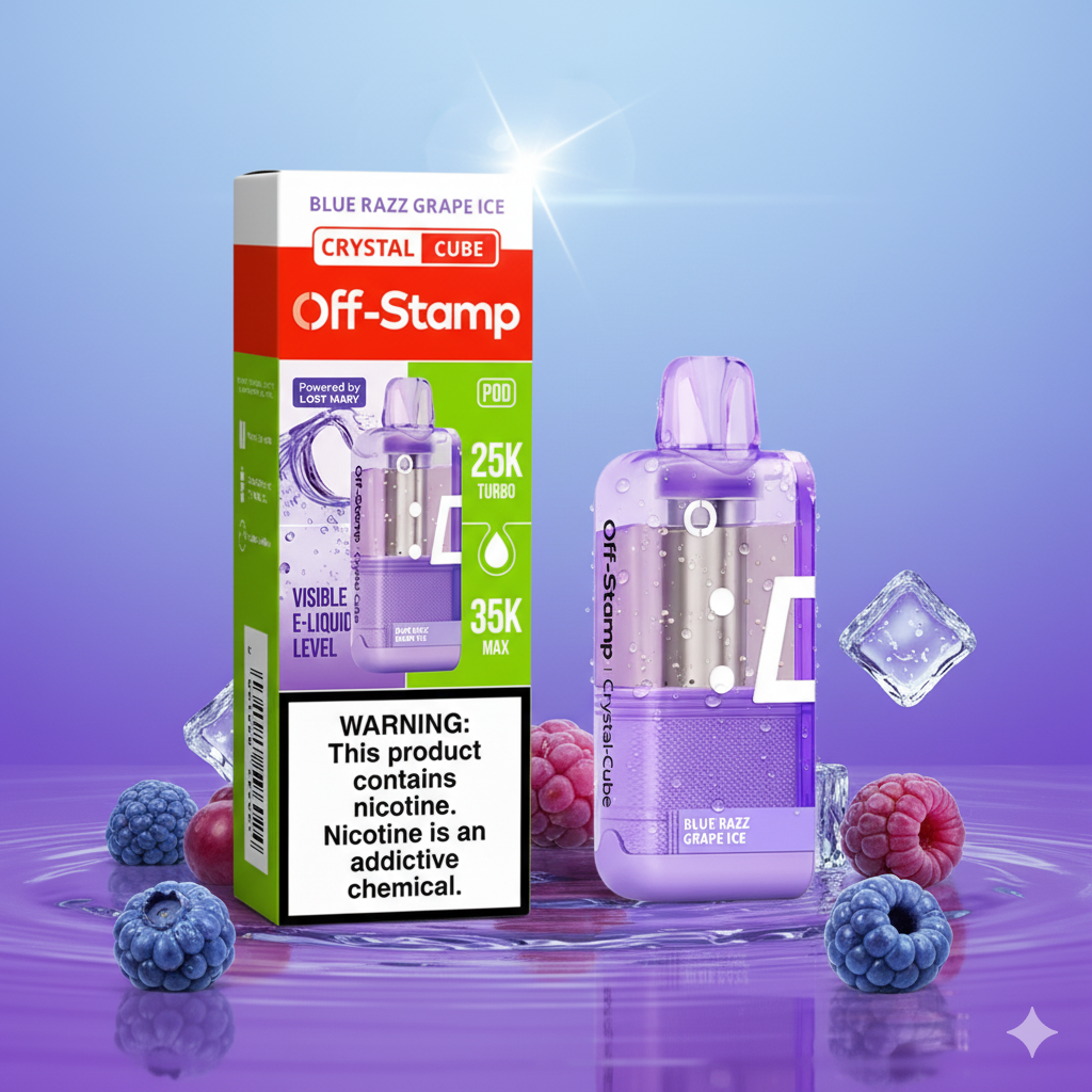 Top Off Stamp X Cube Crystal 35K Puffs Disposable Pod: Ranked Guide 3 Blue Razz Grape Ice Off Stamp X Cube Crystal 35K Puffs - Disposable Pod