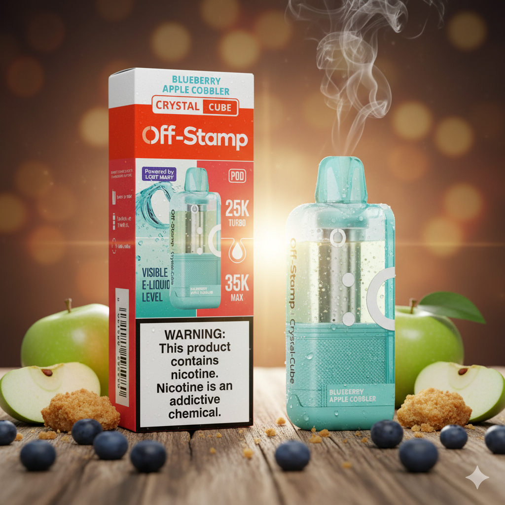 Top Off Stamp X Cube Crystal 35K Puffs Disposable Pod: Ranked Guide 4 Blueberry Apple Cobbler Off Stamp X Cube Crystal 35K Puffs - Disposable Pod