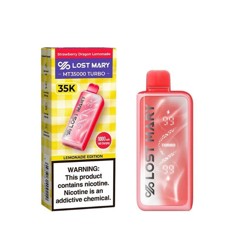 Strawberry Dragon Lemonade Lost Mary MT35000 Turbo Disposable Vape 1 Strawberry Dragon Lemonade Lost Mary MT35000